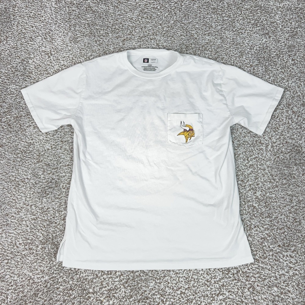 Minnesota Vikings Shirt Womens Large White NFL Football NFL Team Apparel Pocket